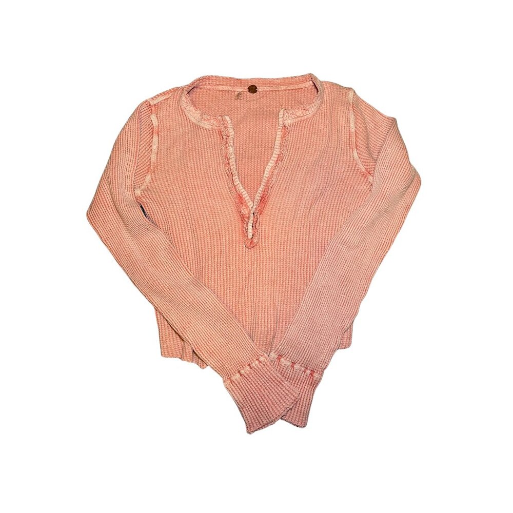 Free People Blush Ribbed Long Sleeve Top